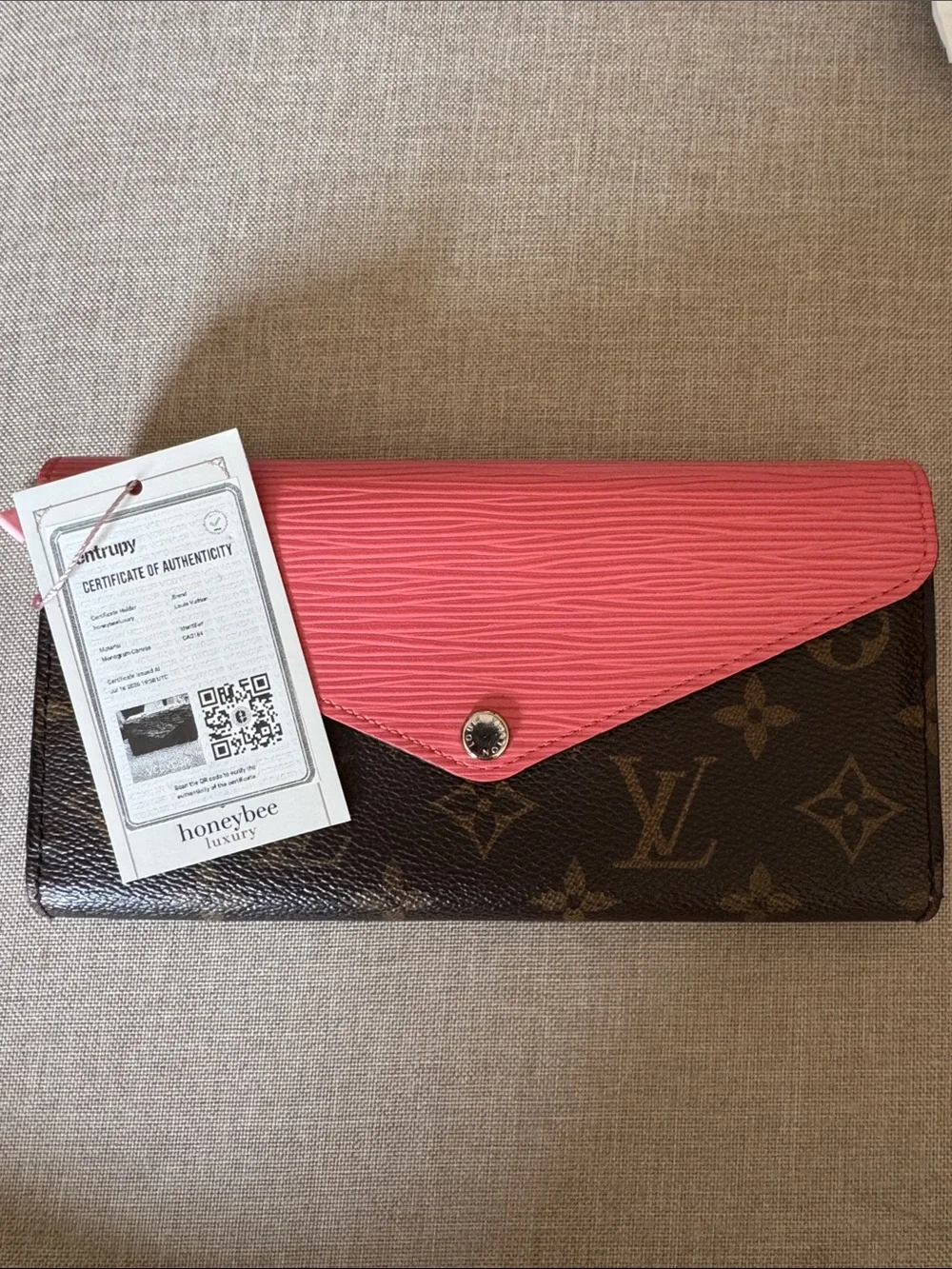 Louis Vuitton Monogram Wallet with Pink Flap